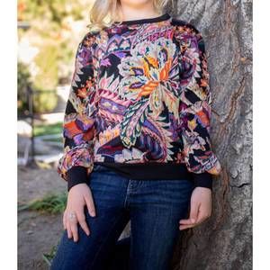 NEW EVA FRANCO girl's clyde sweatshirt in printed paisley